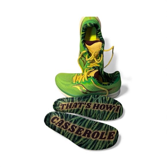 Saucony Green Bean Casserole Rider 14 Green Yellow Gold Canvas Shoes Size 7 - Picture 7 of 8